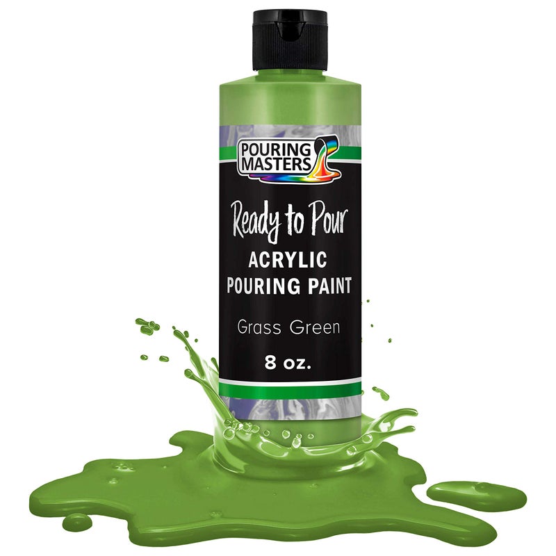 POURING MASTERS Grass Green Acrylic Ready to Pour Pouring Paint - Premium 8-Ounce Pre-Mixed Water-Based - for Canvas, Wood, Paper, Crafts, Tile, Rocks and More - Image 1